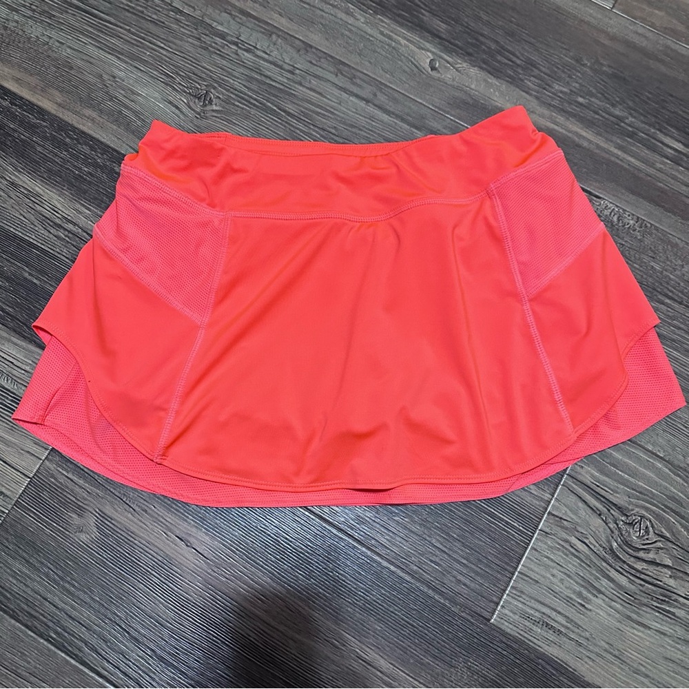 Athleta coral orange workout skirt skort women's S built in shorts golf
